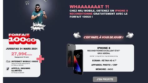 Nouveau Bon Plan Forfait Mobile NRJ Mobile Un IPhone 8 Offert Avec