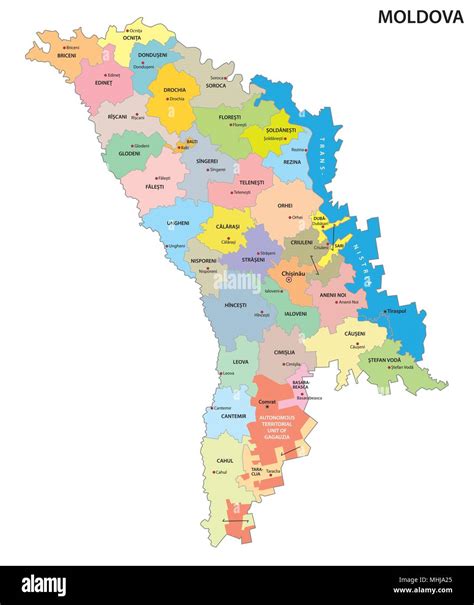 Moldova Administrative And Political Vector Map Stock Vector Image