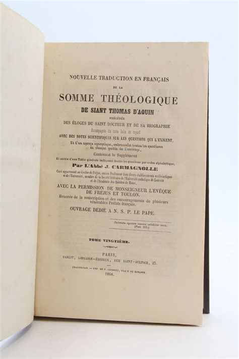 Thomas D Aquin La Somme Th Ologique De Saint Thomas D Aquin Nouvelle