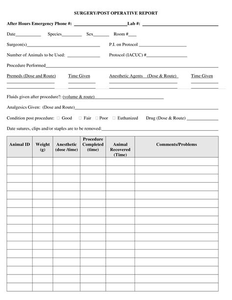 Post Operative Report Templates At Allbusinesstemplates