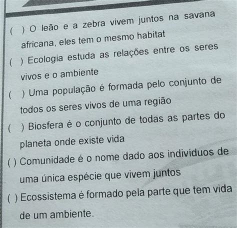 Coloque V Para Verdadeiro E F Para Falso Brainly Br