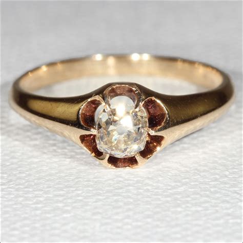 Antique Cushion Cut Yellow Diamond Solitaire in 14k Gold