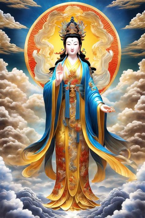 Kwan Yin Standing On Lotus