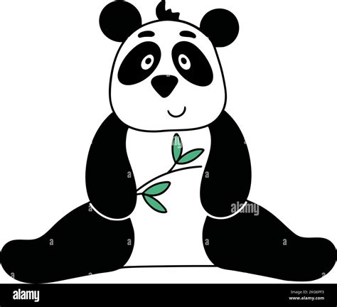 Cute Panda With Bamboo Branch Cartoon Stock Vector Image And Art Alamy