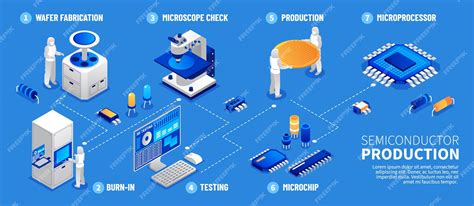 Premium Vector Semiconductor Chip Isometric Flowchart Template