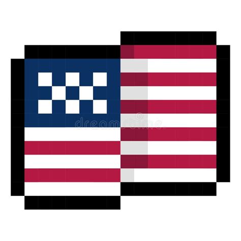 United States Flag Pixel Art Vector Tiny Icon Waving Canvas Stock