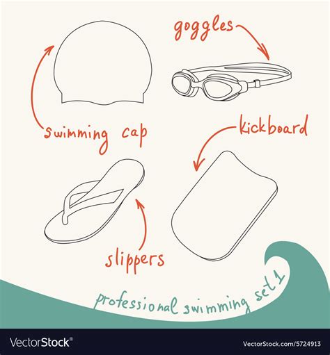 Professional swimming equipment set in li Vector Image