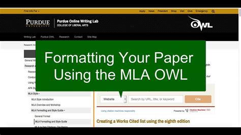 Mla Overview Of Purdue S Online Writing Lab Owl Youtube