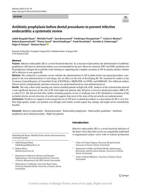 Pdf Antibiotic Prophylaxis Before Dental Procedures To Prevent Infective Endocarditis A