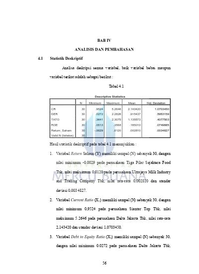 Bab Iv Analisis Dan Pembahasan Variabel Terikat Adalah Sebagai Berikut