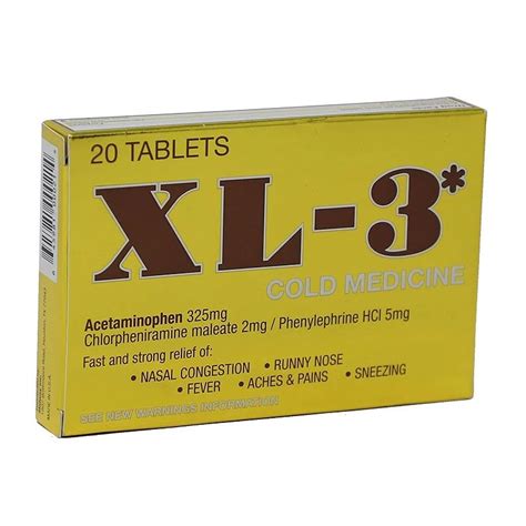 Xl 3 Cold Medicine 20 Tablets Nimbus Imports