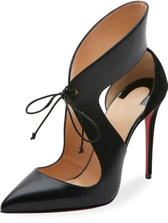 Christian Louboutin Ferme Rouge Self Tie Red Sole Pump Black Black