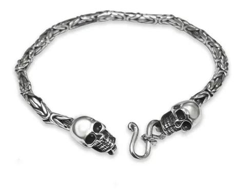 Pulsera Calaveras De Plata Garantizada Tejido Tipo Bali Meses