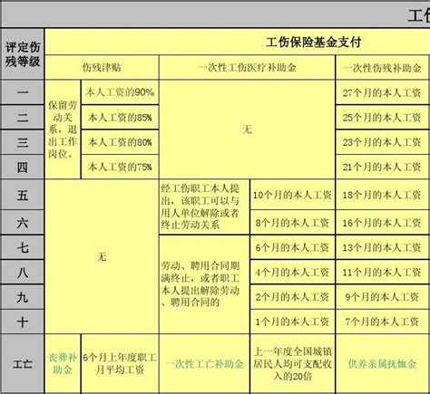 工伤保险待遇一览表word文档在线阅读与下载无忧文档