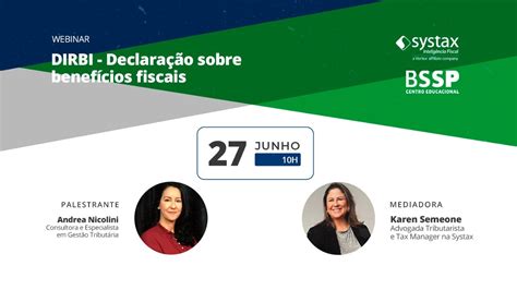 Webinar Dirbi Declara O Sobre Benef Cios Fiscais Youtube