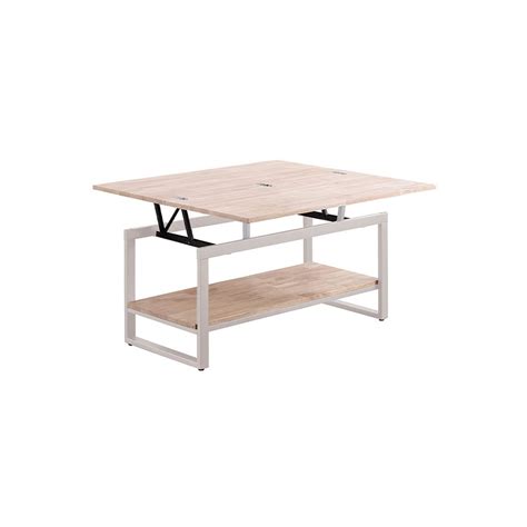 Mesa De Centro Elevable Y Extensible Blanca Con Patas Met Licas Y