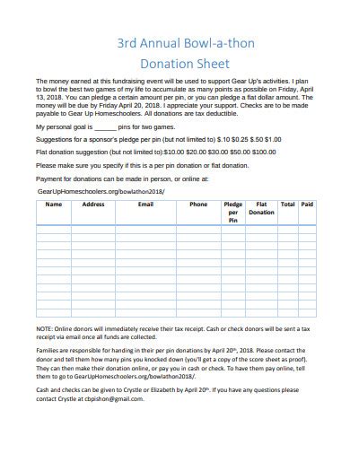 Donation Sheet 10 Examples Format Pdf