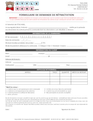 Fillable Online FORMULAIRE DE DEMANDE DE RTRACTATION Fax Email Print