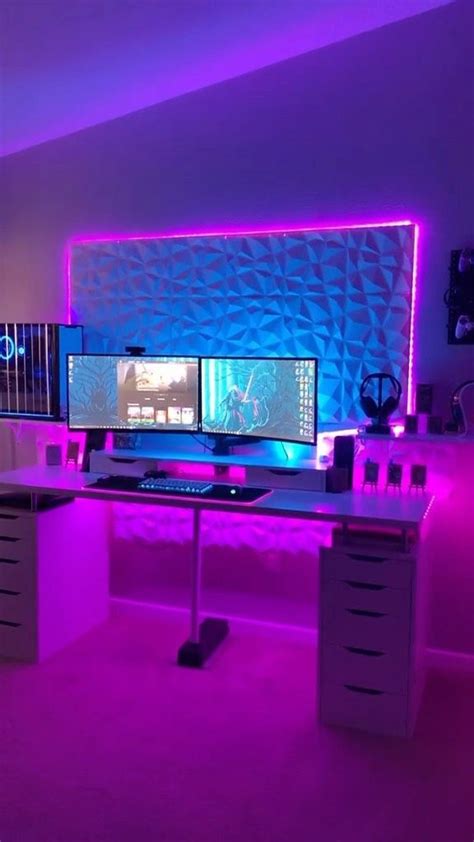 Dual Monitor Purple And Blue Gaming Setup 🔵🟣 Whats Your Favourite Part