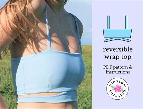 Womens Bikini Top Sewing Pattern Pdf With How To Instructions Reversible Wrap Diy Swimsuit