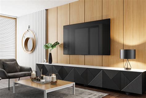 Interior Ruang Tamu Mewah Dengan Tv 75 Foto Stok - Unduh Gambar