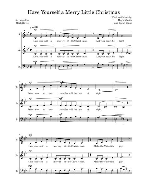 Have Yourself A Merry Little Christmas Hugh Martin Sheet Music For Soprano Alto Bass Voice