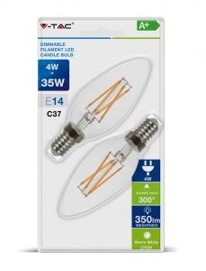 Led Candle Filament Bulb Clear E W K Pcs Blister Pack