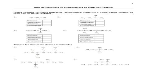 Guía de Ejercicios de nomenclatura en Química Orgánica PDF Document