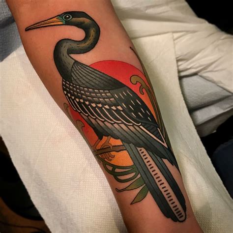 anhinga snake bird tattoo by dave wah at stay humble tattoo company in ...