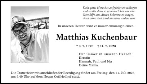 Traueranzeigen von Matthias Kuchenbaur Allgäuer Zeitung