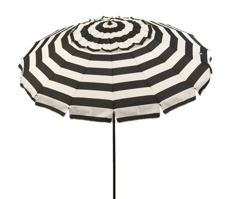 Deluxe 8 Ft Black And White Stripe Patio And Beach Umbrella With Travel