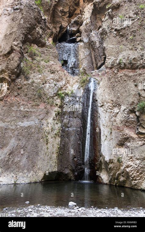 The Waterfall At The Head Of The Barranco Del Infierno In Adeje