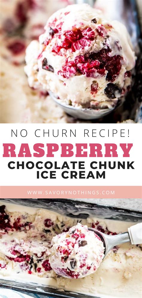 Raspberry Chocolate Chunk Ice Cream No Churn Recipe Ice Cream Maker