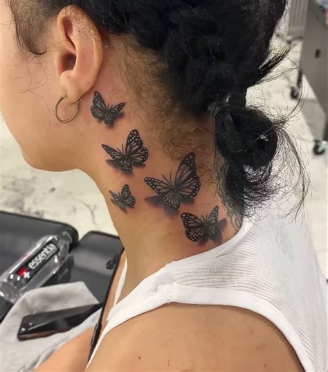 Butterflies Neck Girl Tattoo Girl Neck Tattoos Small Neck Tattoos