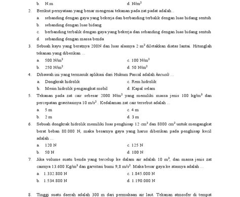 Soal Tekanan Pada Zat Padat Kelas 8 Kurikulum 2013 Jejak Belajar