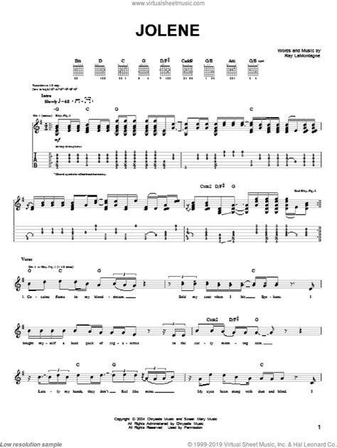 Jolene Sheet Music For Guitar Solo Chords Pdf