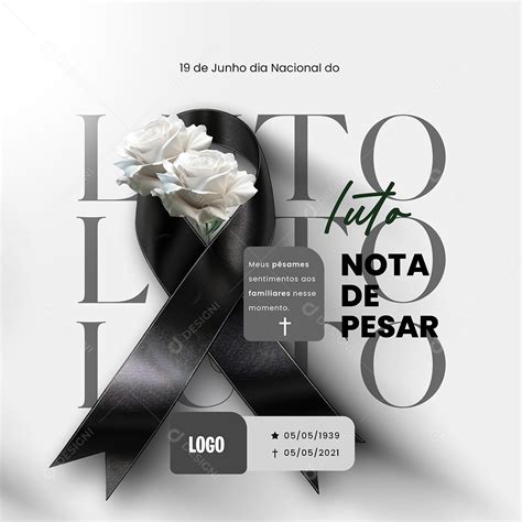 Dia Nacional do Luto 19 de Junho Social Media PSD Editável download