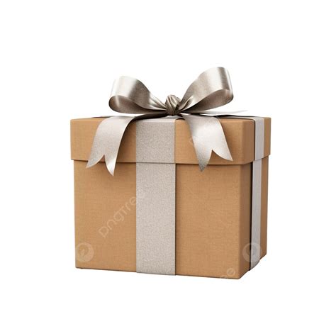 Caja De Regalo Envuelta En Papel Kraft Con Cinta Plateada En Navidad