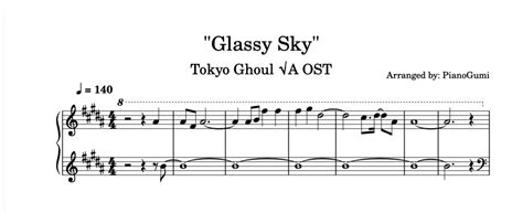 Full Tokyo Ghoul √a Ost Glassy Sky Piano Sheet Music