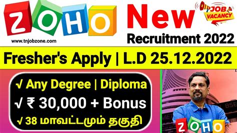 ZOHO Bulk Recruitment 2022 In Tamil NaduNo Exam Job Vacancy 2022