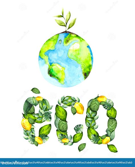 Watercolor Illustration Planet Earth On A White Background With A