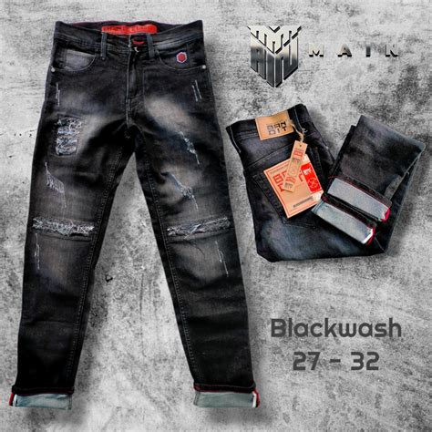 Eg Celana Jeans Ripped Lutut Premium Washing Pria Jeans Skinny