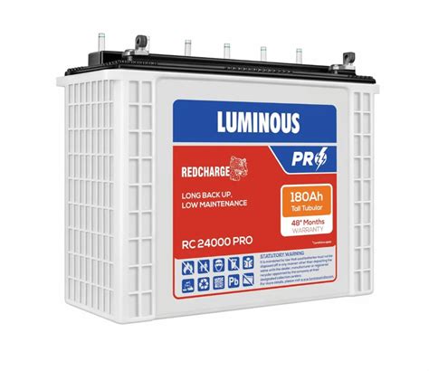 Luminous Red Charge RC 24000PRO 180 Ah Tall Tubular Inverter Battery At