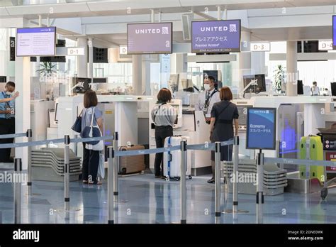 United Airlines Check In Counter At Haneda Airport Terminal 3 After The