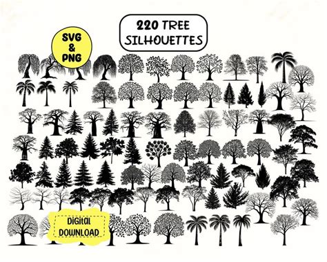 Tree Silhouette Svg Bundle Evergreen Tree Svg Tree Vector Tree Cut