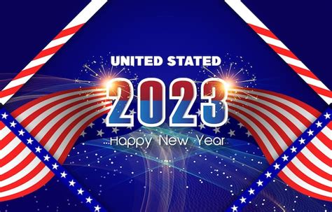 Premium Vector | United stated theme happy new year 2023 with colorful ...