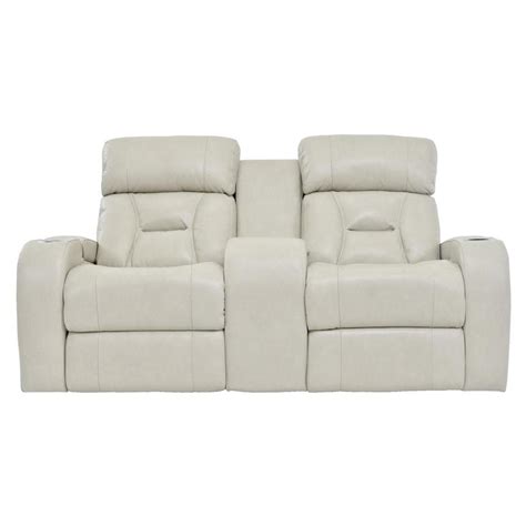 Gio Cream Leather Power Reclining Sofa Wconsole El Dorado Furniture