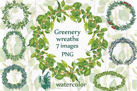 Watercolor Fern Wreaths Clipart Greenery Wreaths Wedding Clip Art Foliage Clip Art Diy Wedding