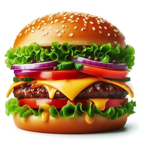 Tasty Burger Isolated On White Background Premium AI Generated Image