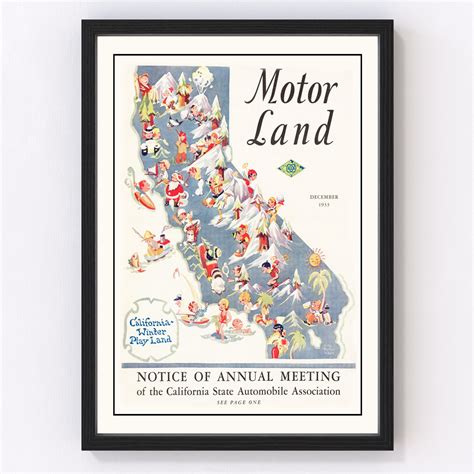 Vintage Map Of California 1933 By Teds Vintage Art